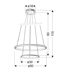 LUNE LAMPA WISZĄCA 50 OKRĄGŁY PODWÓJNY 40W LED 4000K BIAŁY