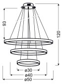 LUNE LAMPA WISZĄCA 50 OKRĄGŁY POTRÓJNY 60W LED 4000K CHROM