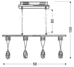 PRISMA LAMPA WISZĄCA 4X3W LED CHROM