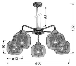 RAY LAMPA WISZĄCA 5X40W E14 CHROM