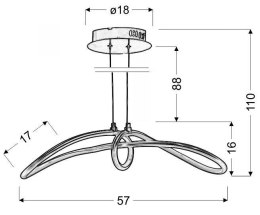 SLASH LAMPA WISZĄCA 38W LED 4000K SREBRNY