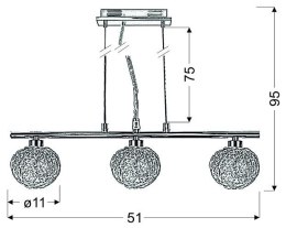 SPHERE LAMPA WISZĄCA 3X40W G9 CHROM