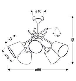 VOX LAMPA WISZĄCA 5X40W E14 CHROM Z ABAŻUREM