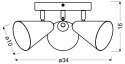 AMOR LAMPA SUFITOWA PLAFON 3X40W E14 BANANOWY