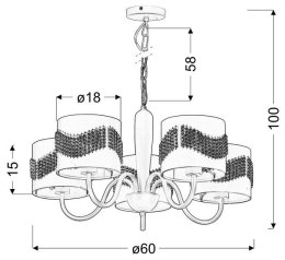 ANTONIO LAMPA WISZĄCA 5X60W E27 BIAŁY