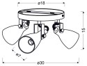 ASH LAMPA SUFITOWA PLAFON 3X40W GU10 SZARY MAT