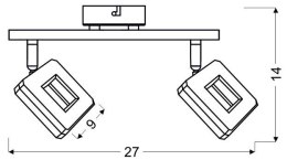 CYNTHIA LAMPA SUFITOWA LISTWA 2X5W LED CHROM