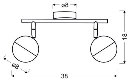 PARTY LAMPA SUFITOWA LISTWA 2X3W LED RGB GŁÓWKA OKRĄGŁA 1E Z PRZEGUBEM KD SYSTEM CHROM