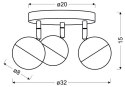 PARTY LAMPA SUFITOWA PLAFON 3X3W LED RGB GŁÓWKA OKRĄGŁA 1E Z PRZEGUBEM KD SYSTEM CHROM