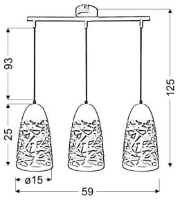 SABRIN LAMPA WISZĄCA 3X60W E27 BIAŁY