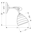 SIMPLI LAMPA KINKIET 1*40W E27 CHROM Z KRYSZTAŁKIEM+KLOSZ Z PASKIEM