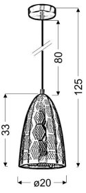 BENE LAMPA WISZĄCA 20/33 STOŻEK 1X60W E27 AŻUROWY BIAŁY