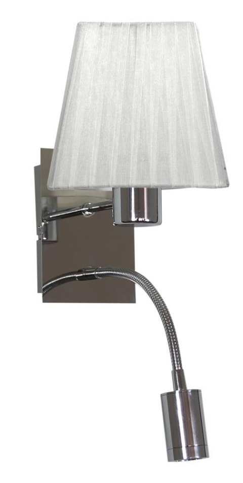 SYLWANA LAMPA KINKIET 1X40W E14 + LED Z WYŁĄCZNIKIEM CHROM / BIAŁY KWADRAT