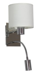 SYLWANA LAMPA KINKIET 1X40W E14 + LED Z WYŁĄCZNIKIEM CHROM / BIAŁY