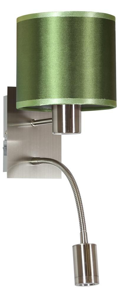 SYLWANA LAMPA KINKIET 1X40W E14 + LED Z WYŁĄCZNIKIEM CHROM / ZIELONY CIEMNY