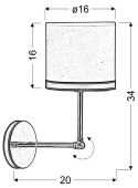 TIDA LAMPA KINKIET 1X40W E14 CHROM/ABAŻUR PŁÓTNO/SKÓRA