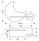 MOON LAMPA KINKIET ŚCIENNY 5W LED IQ KIDS Z PRZEWODEM Z WŁ. I WTYCZKĄ ZŁOTY+SZARY