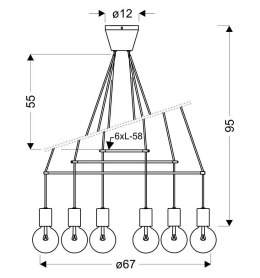 ALTO LAMPA WISZĄCA 6X40W E27 CZARNY MATOWY