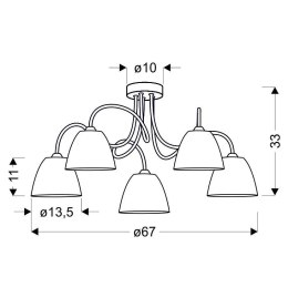 ELF LAMPA SUFITOWA 5X40W E14 CHROM