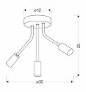 LAMPA SUFITOWA TIARA 3X40W E14 CZARNY