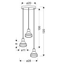 LAMPA WISZĄCA GREGORY TALERZ CZARNY BRĄZ 3X40W E14 KLOSZ DYMIONY