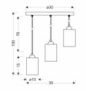 Bistro lampa wisząca czarny talerz 3x40w e27 klosz brązowy