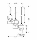 Felis lampa wisząca talerz czarny 3x60w e27 klosz bursztynowy