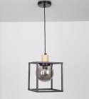 Retro 2 lampa wisząca czarny 1x40w e27 klosz dymiony