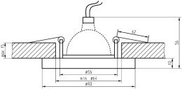 SS-15 CH/PU MR16 CHROM oczko sufitowe lampa sufitowa STAŁA OKRĄGŁA SZKŁO FIOLETOWE