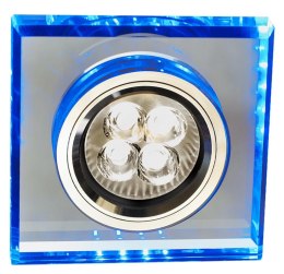 SS-22 CH/TR+BL GU10 50W+LED SMD 2 1W NIEBIESKI 230V CHROM oczko sufitowe lampa sufitowa STAŁA KWADRATOWA SZKŁO TRANSPARENTNE