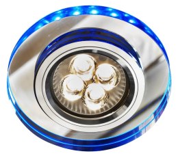 SS-23 CH/TR+BL GU10 50W+LED SMD 230V NIEBIESKI 2 1W CHROM oczko sufitowe lampa sufitowa STAŁA OKRĄGŁA SZKŁO TRANSPARENTNE