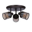 LAMPA SUFITOWA CANABERA PLAFON KAWOWE ZŁOTO 3X40W E14 KLOSZ BURSZTYNOWY