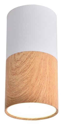 LAMPA SUFITOWA TUBA 1X50W GU10 DREWNIANY+BIAŁY ŚR. 5,8 CM