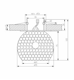 SK-74 CH/AM G9 CHROM OPR. STROP. DEKORACYJNA 1X40W G9 KRYSZT. BURSZTYNOWY