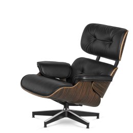 Fotel Lucera insp. Lounge Chair Czarna Skóra WYNAJEM Brazylijski palisander Czarny 4-7 dni