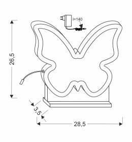 Butterfly lampa stołowa 14w led 3000k iq kids różowy