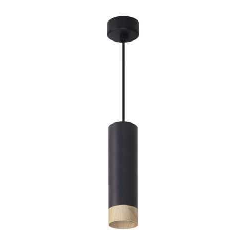 Conti lampa wisząca czarny 1x15W GU10 klosz czarny+drewniany