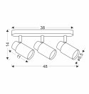 Claro lampa sufitowa listwa biały 3x15W GU10 klosz biały+drewniany