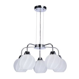 LARIX LAMPA WISZĄCA CHROMOWY 5X40W E27 KLOSZ BIAŁY