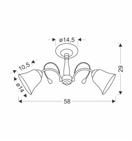 ORA LAMPA SUFITOWA ZŁOTY 2X40 E27 KLOSZ BIAŁY