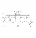 RODIA LAMPA SUFITOWA LISTWA SATYNOWY 4X40W G9 KLOSZ GRAFITOWY