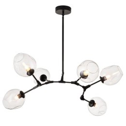 Lampa wisząca MODERN ORCHID-6 transparentno czarna 130 cm