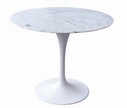 Stół TULIP MARBLE 90 CARRARA biały - blat okrągły marmurowy, metal