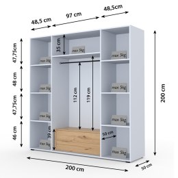 Szafa z szufladami ATRUM 200 dąb artisan / antracyt / czarny