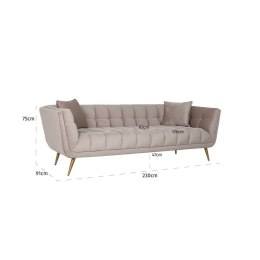 RICHMOND sofa HUXLEY KHAKI - welur, szczotkowane złoto