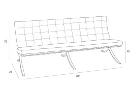 Sofa BA3 3 osobowa, biała ekoskóra PU