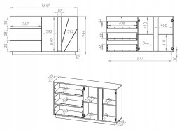 Komoda LORA LA06 165 biały / beton