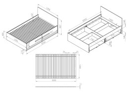 Łóżko 120x200 BLINCO BL17 sosna śnieżna / new grey