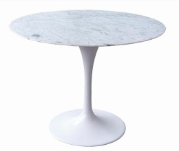 Stół TULIP MARBLE 100 CARRARA biały - blat okrągły marmurowy, metal