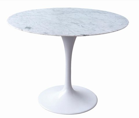 Stół TULIP MARBLE 100 CARRARA biały - blat okrągły marmurowy, metal